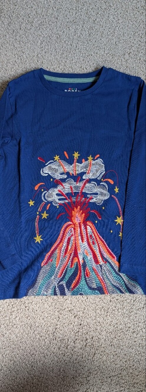 Mini Boden Navy Long-Sleeve Volcano Graphic Tee - Picture 2 of 3
